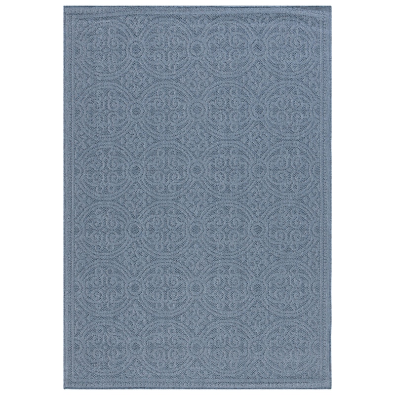 SAFAVIEH Bermuda Artimisia Geometric Indoor/Outdoor Waterproof Rug - 4' x 6' - Navy