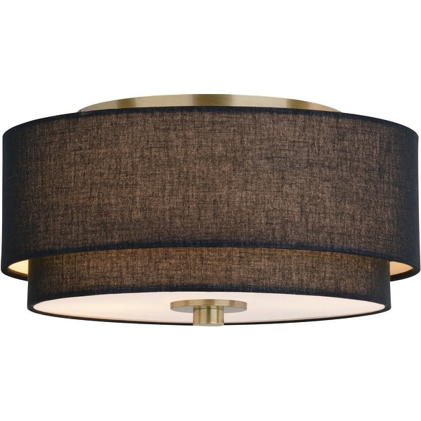 slide 2 of 11, Vaxcel Lighting C0309 2 Light 13" Wide Flush Mount Drum Ceiling Matte Brass