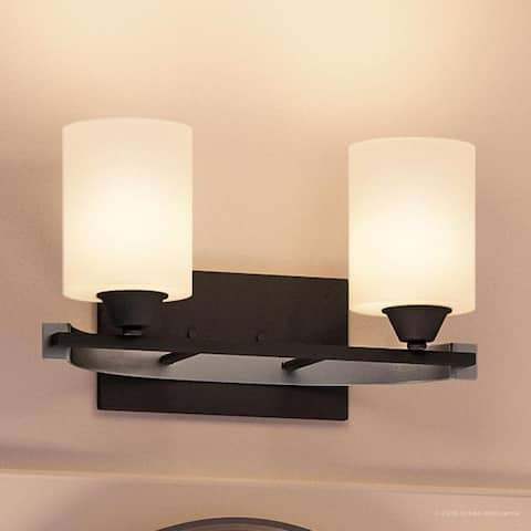 Luxury Mid-Century Modern Bathroom Vanity Light, 7.875"H x 14.25"W, with Art Deco Style, Charcoal Finish by Urban Ambiance