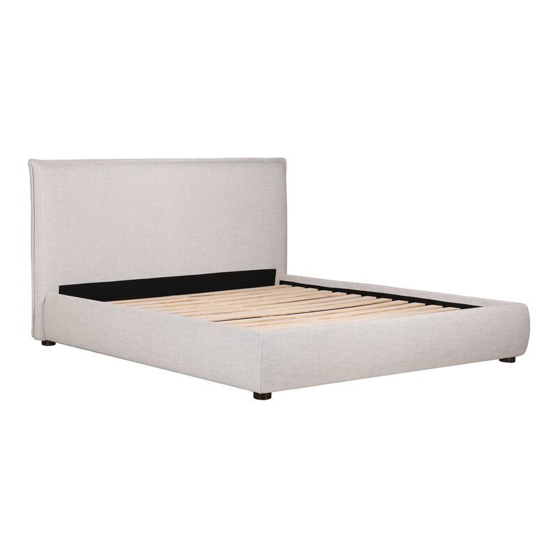 Aurelle Home Modern Upholstered Platform Bed - Light Grey Low Headboard - Queen