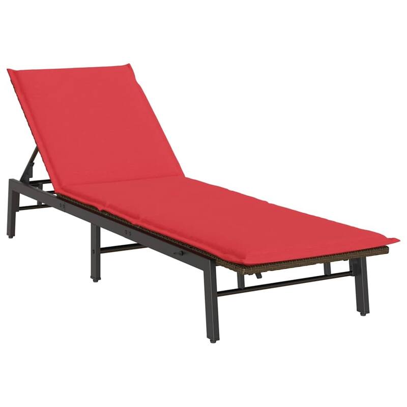 vidaXL Sun Lounger with Cushion Poly Rattan - 78.7" x 23.2" x 9.8"/19.3"/23.2"/26.4"