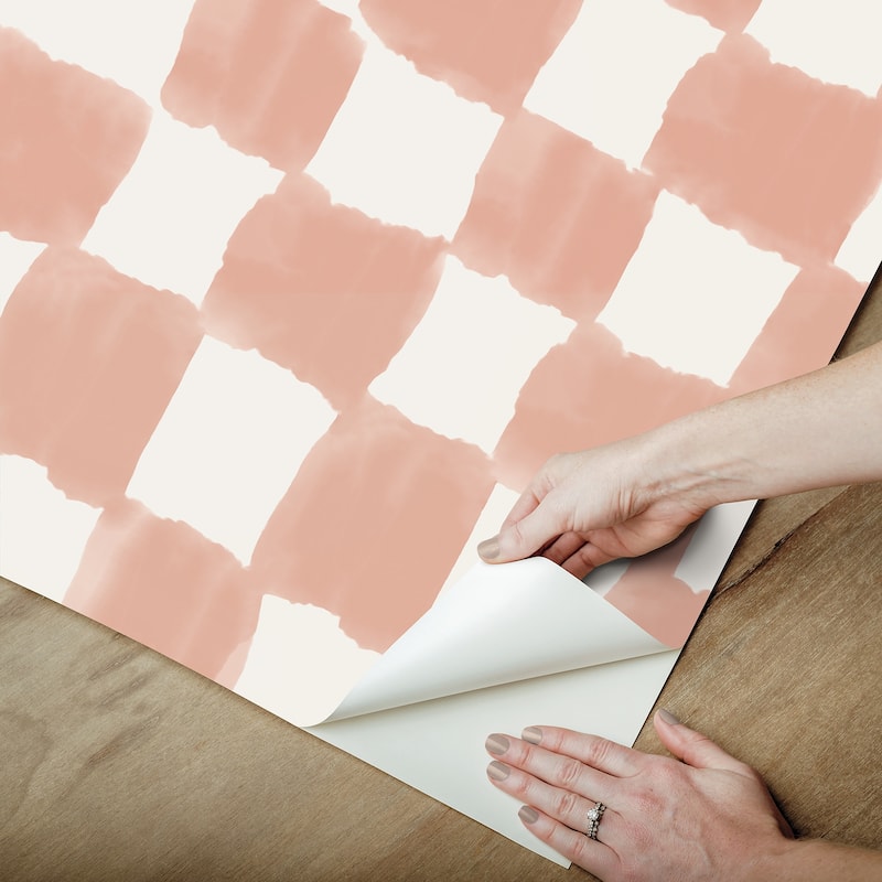 Mr. Kate Tess Watercolor Checker Terracotta Peel and Stick Wallpaper