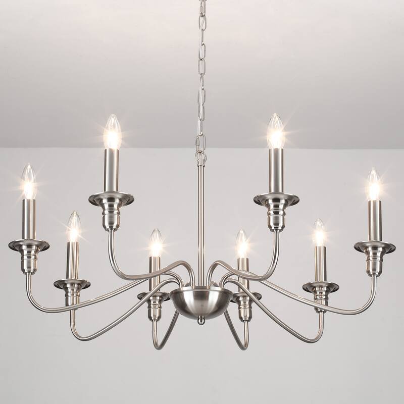 8-Light American Country Design Chandelier, Candle Style Chandelier for Dining Room Living Room Bedroom Kitchen - N/A