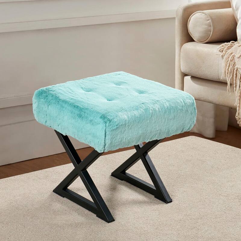 FauxFur Ottoman Vanity Stool 19"X19"X19".