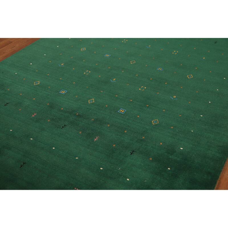 Hand Knotted Oriental 100% Wool Carpet Tribal Tribal Green Gabbeh Area Rug - 7' 10'' X 5' 9''