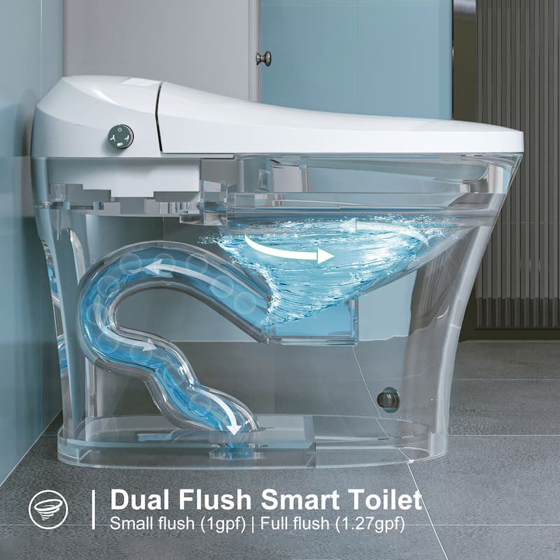 HOROW T16 Tankless Elongated Smart Bidet Toilet with Heated Seat, Warm Water Washing and Remote Control - 12" Rough in