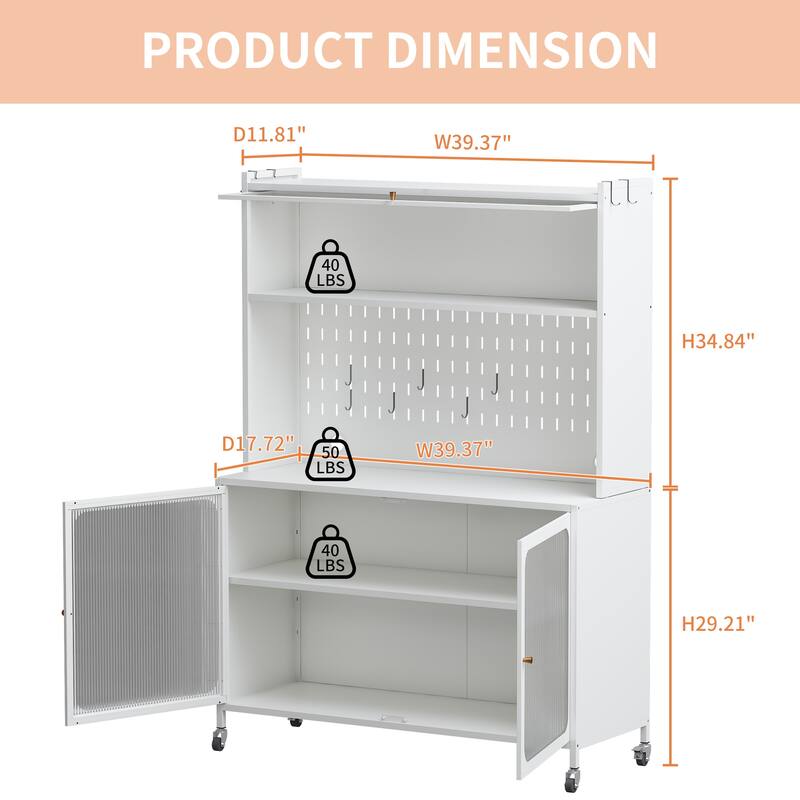 Kitchen Pantry Cabinet, Tall Storage Cabinet with Glass Doors & Adjustable Shelves, Cabinet Cupboard for Kitchen, Living Room