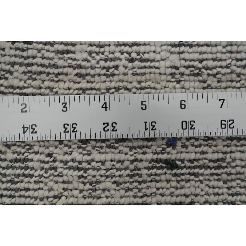 Hand Knotted Oriental Viscose Silk Carpet Tribal Animal Pictorial Greys & Charcoal Gabbeh Area Rug - 8' 9'' X 8' 9''