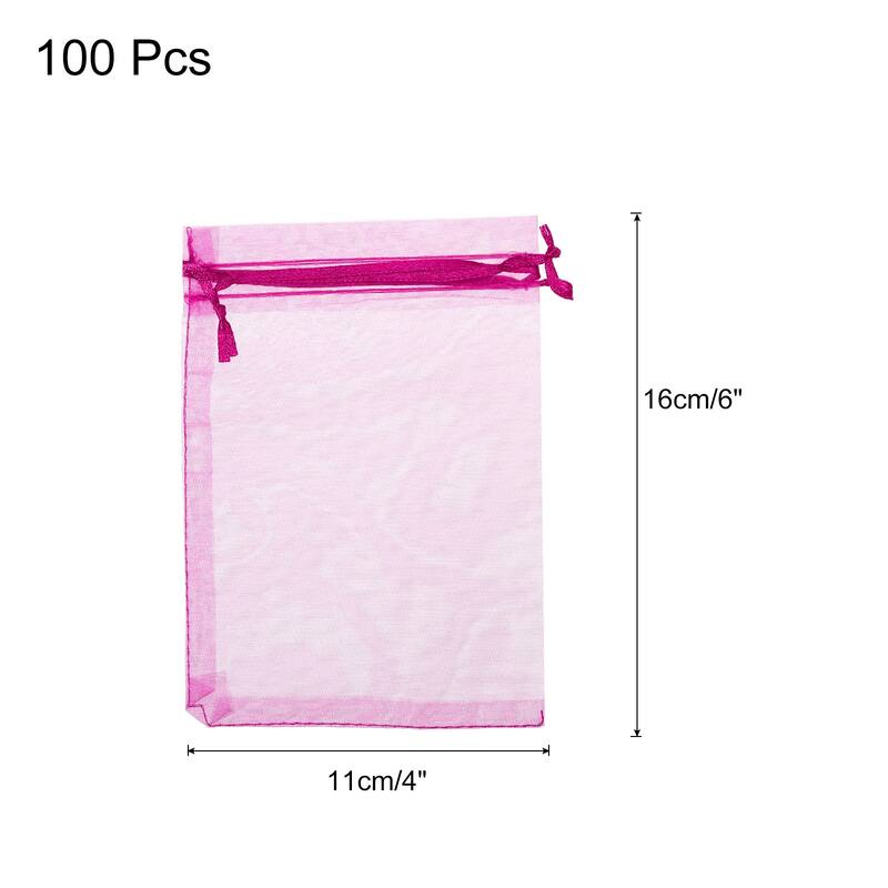 100pcs Organza Bags Drawstring Favor Pouches Sheer Mesh Bag for Party