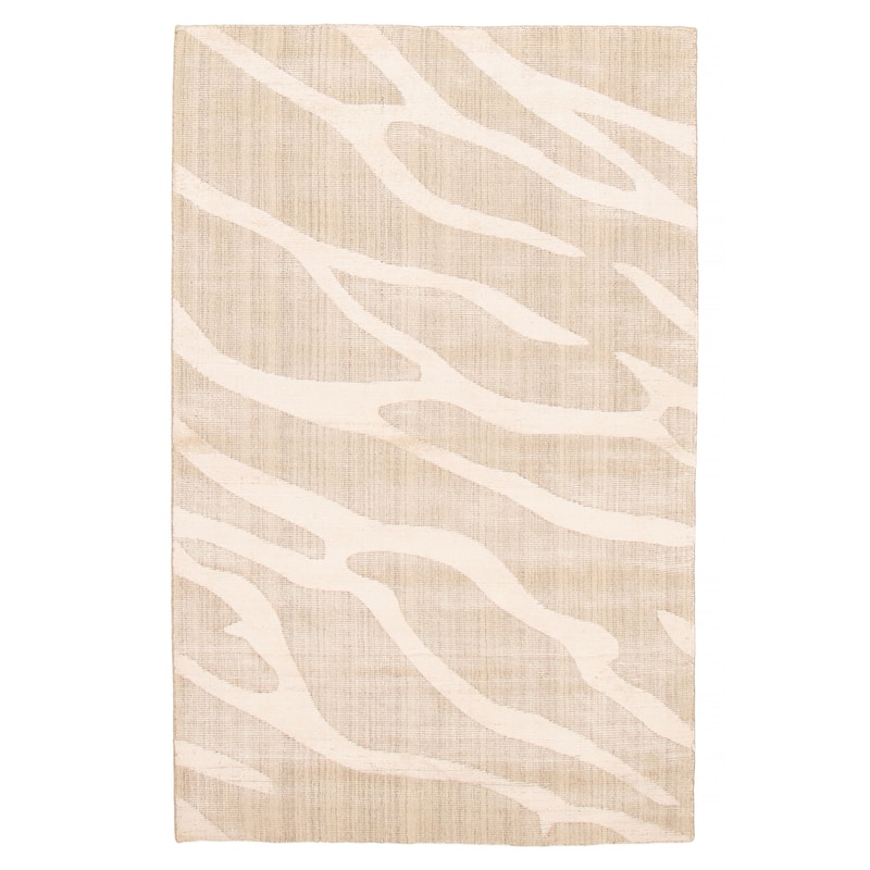 ECARPETGALLERY Hand-knotted Tangier Light Khaki Viscose, Wool Rug - 5'0 x 7'11 - Light Khaki - 5'0 x 7'11