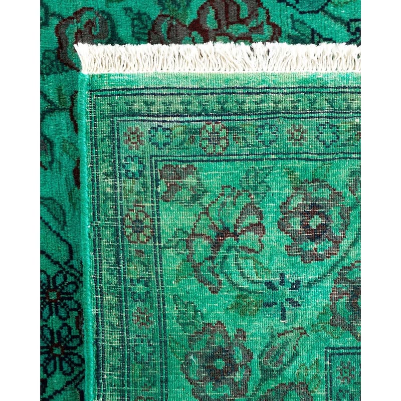 Overton Hand Knotted Wool Vintage Inspired Modern Contemporary Overdyed Blue Area Rug - 4' 8" x 7' 4"