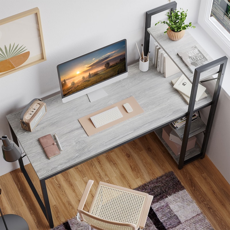 Computer Desk Home Office Computer Desk with 4 Shelves & Hooks