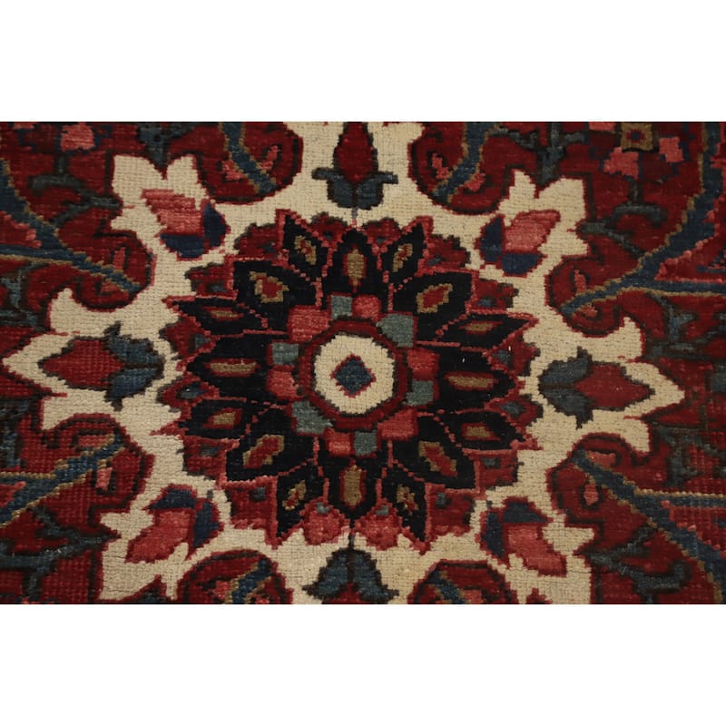 Hand Knotted Oriental 100% Wool Carpet Traditional Floral Red Heriz Area Rug - 11' 3'' X 8' 0''