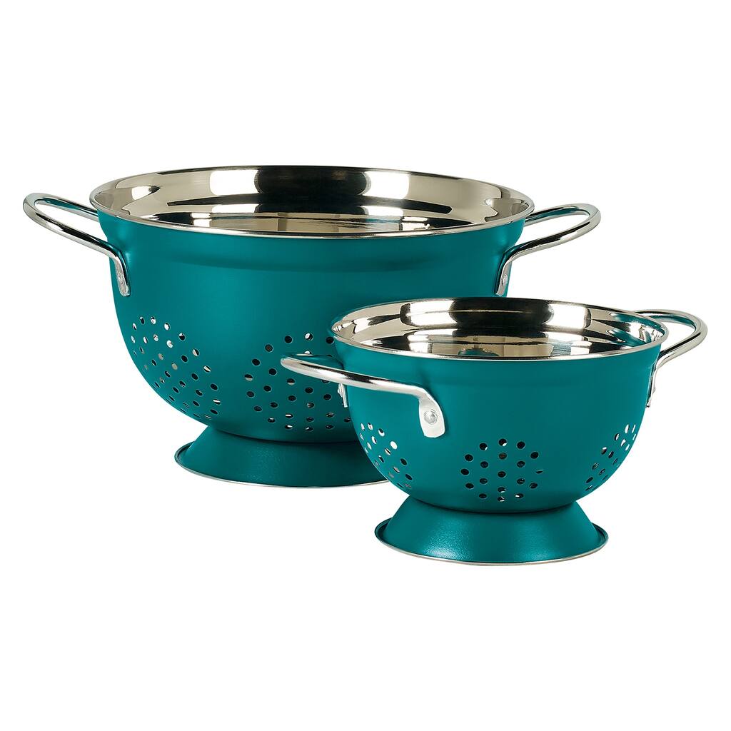 Denmark 2PC Stainless Steel Colander Set - Matte Teal