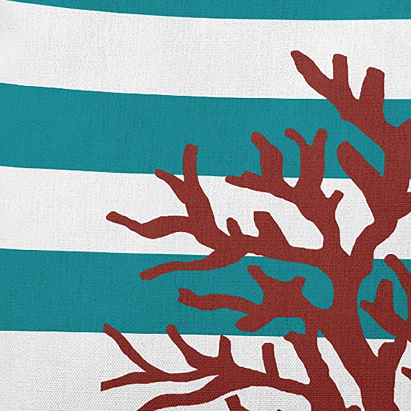 Coral and Stripes Indoor/Outdoor Throw Pillow