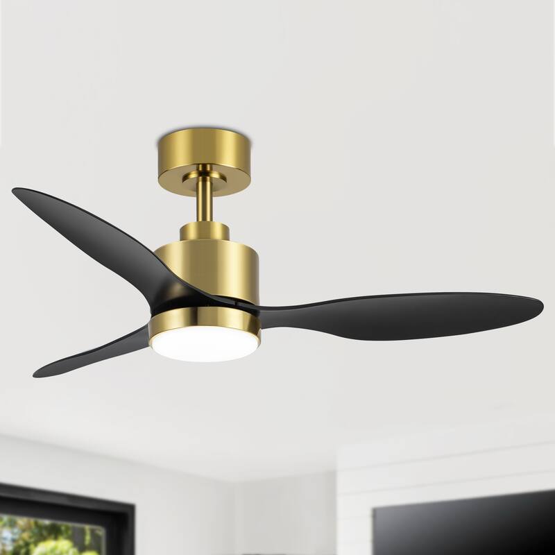 52"/42" Black/Gold LED Ceiling Fan with Lights Remote(3-Blade)