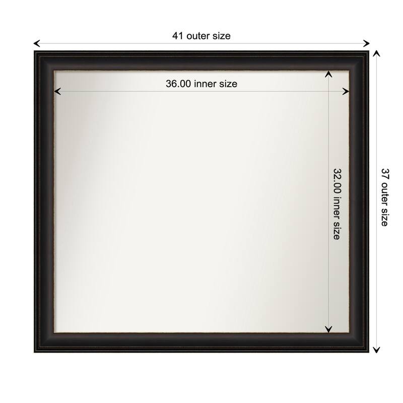 Trio Oil Rubbed Bronze Framed Non-Beveled Custom Wall Mirror, Bathroom Vanity Mirror - Outer Size: 40.5 x 36.5