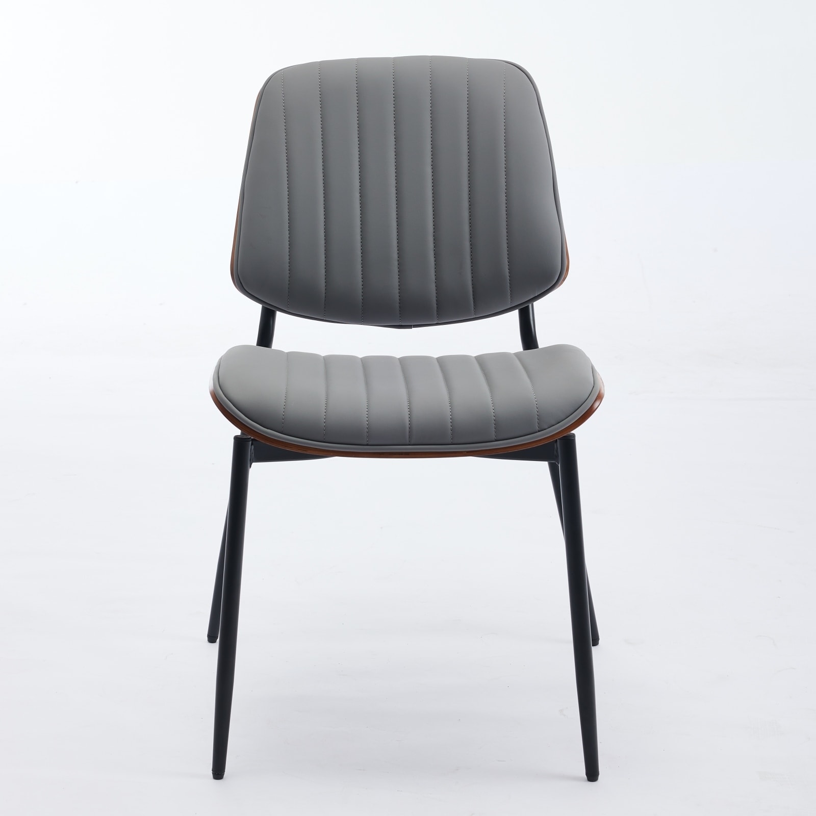 Dining Chairs Set Of 2, Mid Century Modern Retro Faux Leather Chair With Bentwood Back And Metal Legs