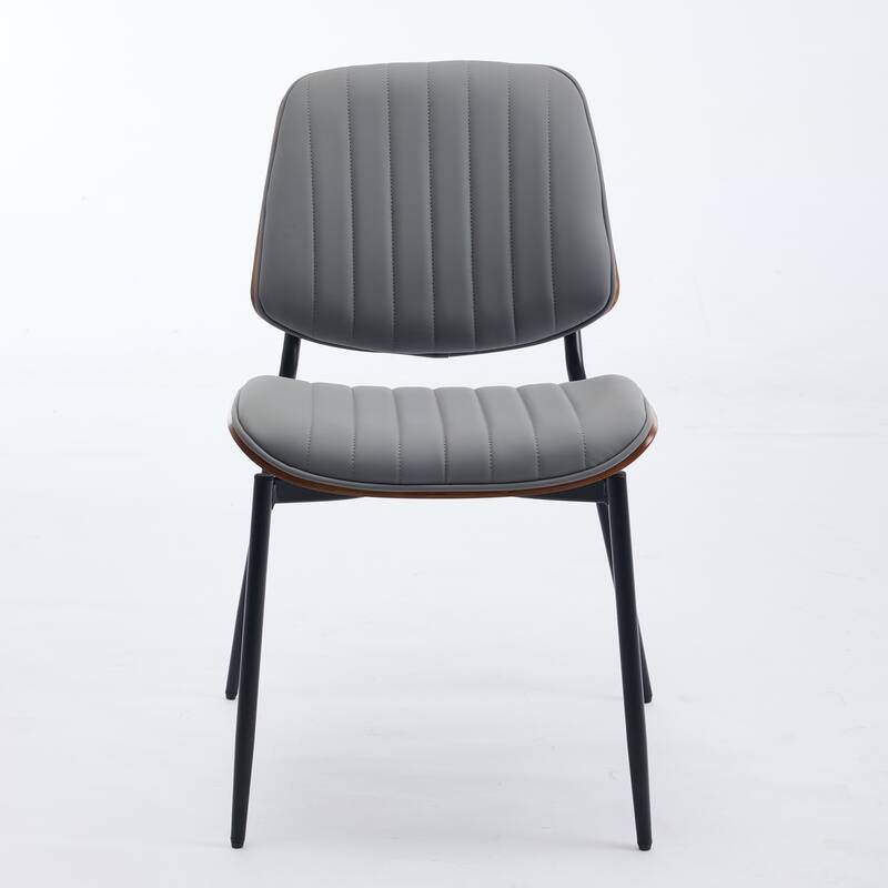 Modern Style Dining Chairs Set of 2, PU Leather Dining Chair with Metal Legs
