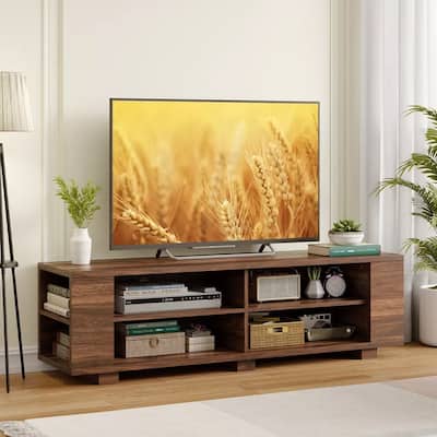 59" Living Room TV Stand Console W/ Adjustable Shelf Walnut - 58 inches