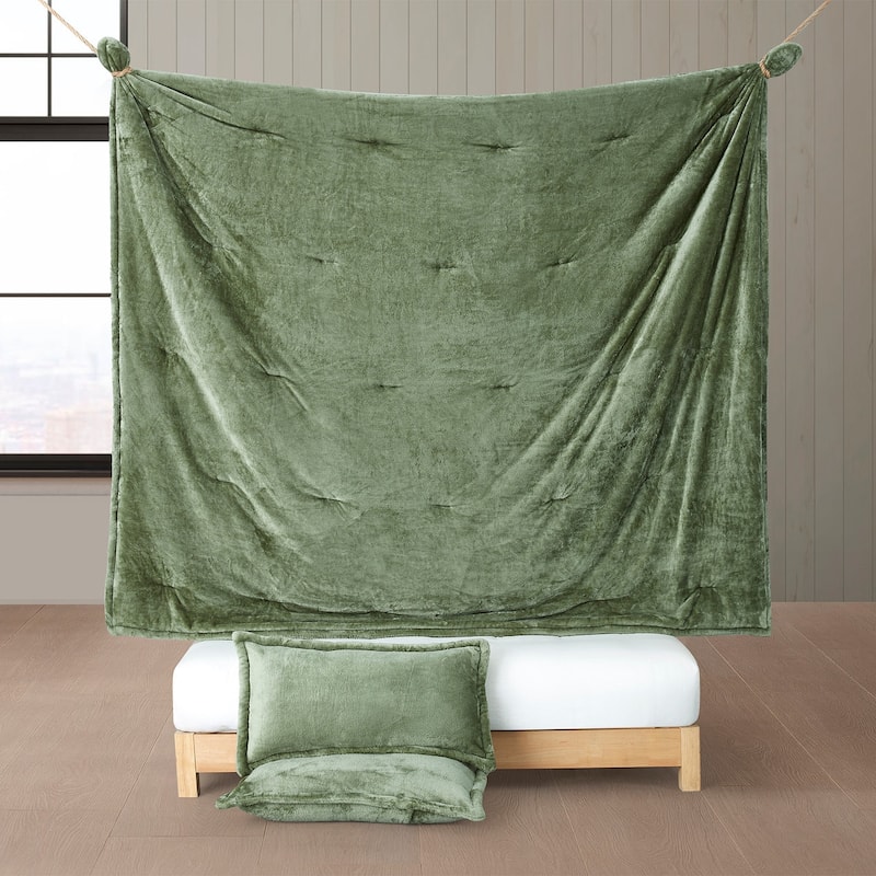 Softer than Soft® - Coma Inducer® Oversized Comforter Set - Double Plush Montana Green