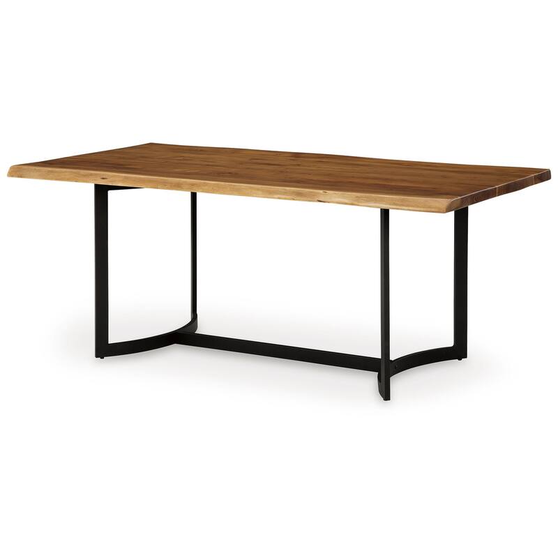 Dinno Dining Table, Live Edge Design, Light Brown Acacia Wood, 72 Inch