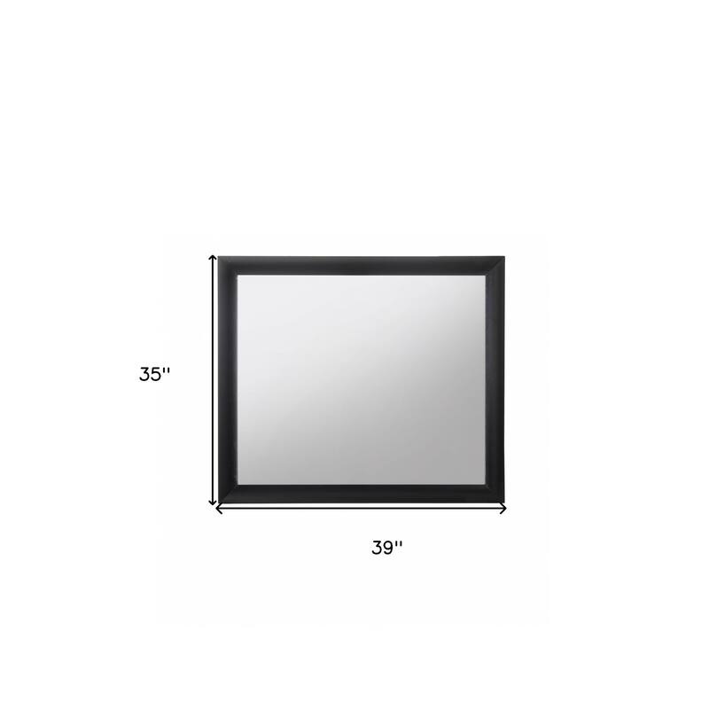 HomeRoots 35" Black Square Wood Framed Mounted Dresser Mirror - 39' X '35' X '1