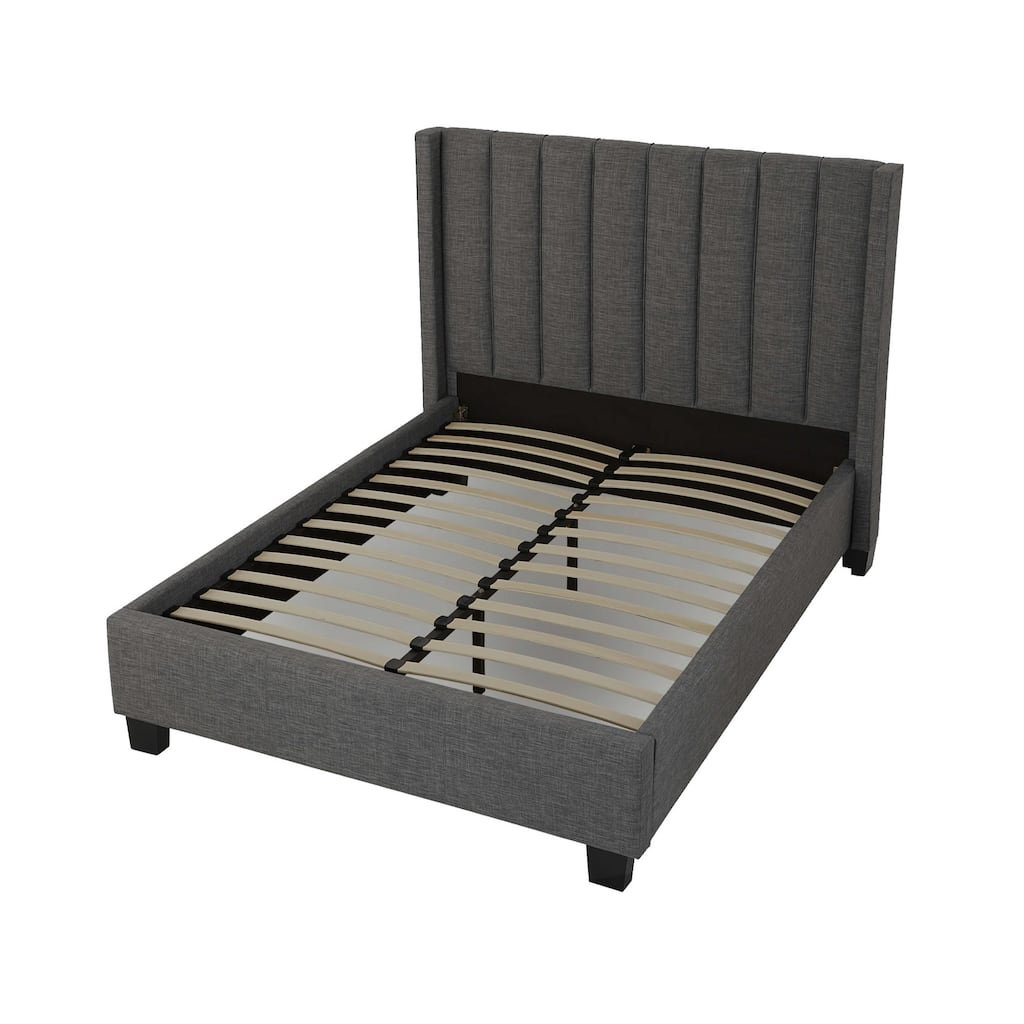 Layla California King Storage Bed, Tufted Dark Gray Polyester Upholstery