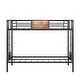 preview thumbnail 4 of 7, Sturdy Twin Over Twin Metal Bunk Bed with Double Ladder, Safety Guardrails, and Under,Bed Storage