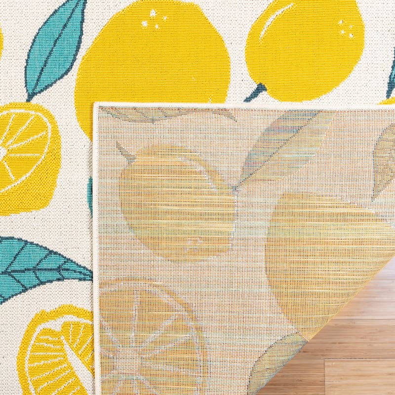 Gertmenian Ziesta Modern Bold Fruit Floral Multicolored UV Protected Polypropylene Flatweave Indoor/ Outdoor Area Rug Collection