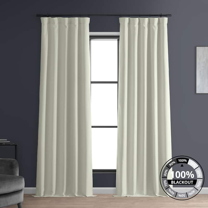 Exclusive Fabrics Faux Linen 100% Blackout Curtains Heat and Light Blocking - (1 Panel) - 50 X 96 - Excursion Ivory