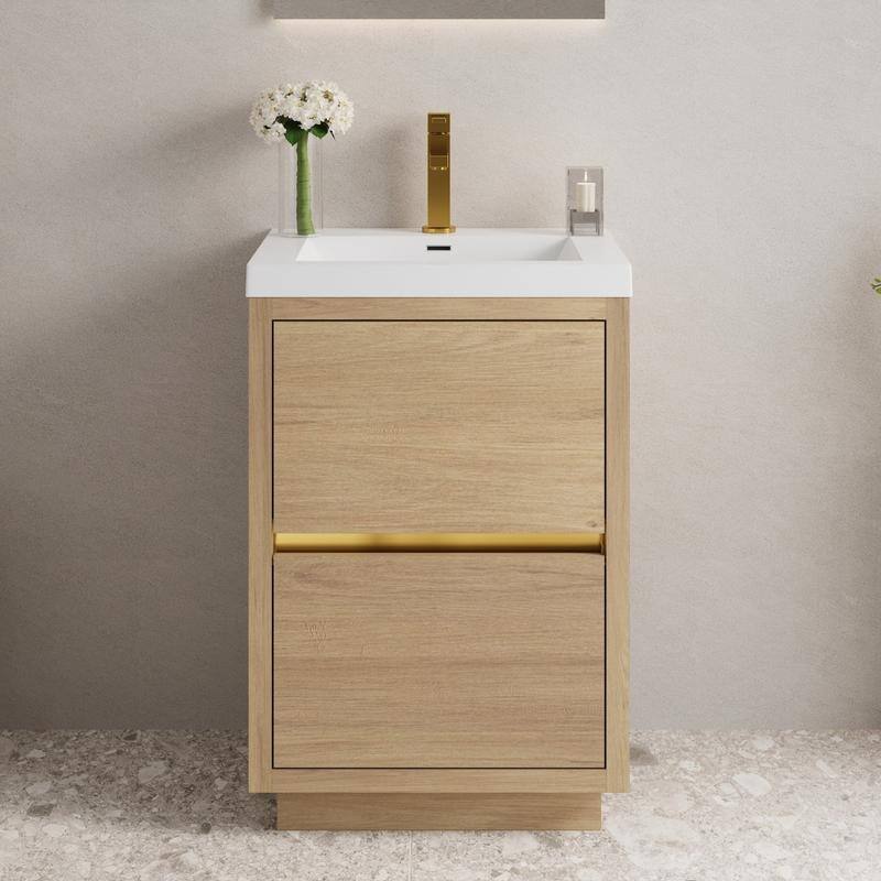 Abruzzo 24" Freestanding Bathroom Vanity with Stone Resin Sink and Two Soft Close Drawers