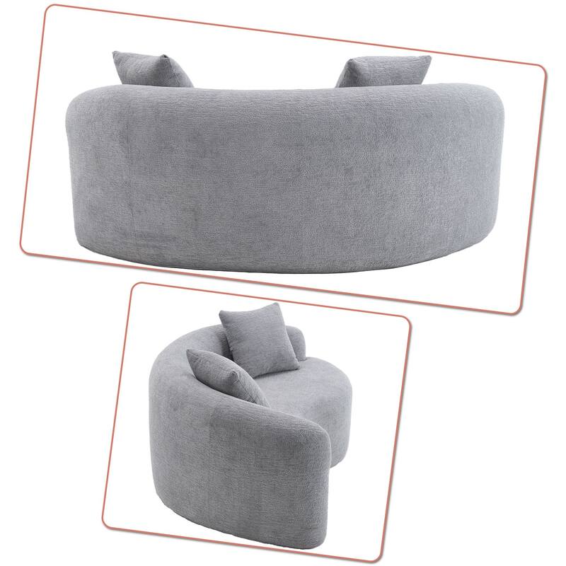 Modern 2-Seater Frame-Free Compressed Curved Chenille Upholstered Loveseat Sofa