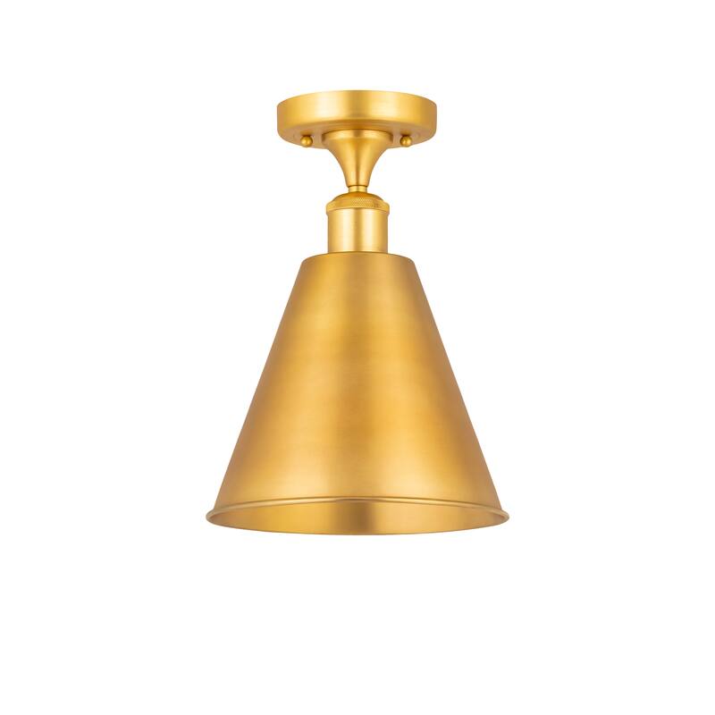 Innovations Lighting Ballston Cone - 1 Light 8" Semi-Flush Mount - Satin Gold