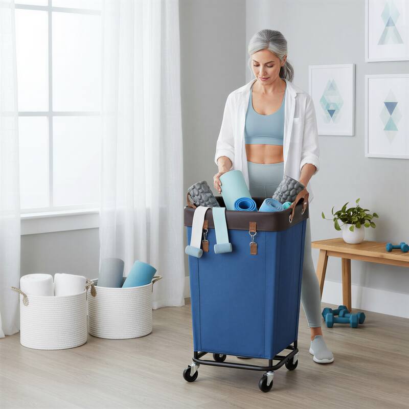 160L Laundry Hamper With Wheels, Large Clothes Laundry Basket With Steel Frame for Home, Closet, Dorm, Bathroom, Laundry Room