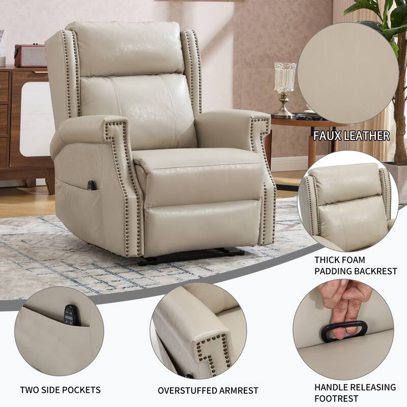Faux Leather Recliner with 155 Degree Recline and 8 Vibration Nodes