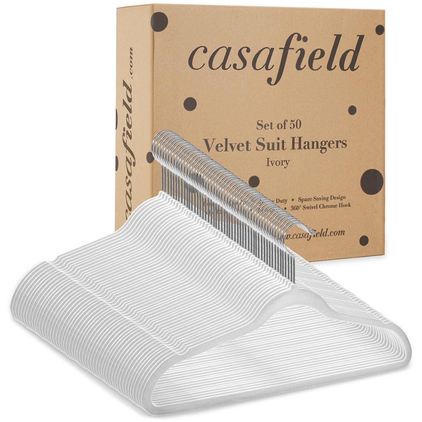 Quality Plastic Non Velvet Non-Flocked Hangers Swivel Hook Ivory (50)
