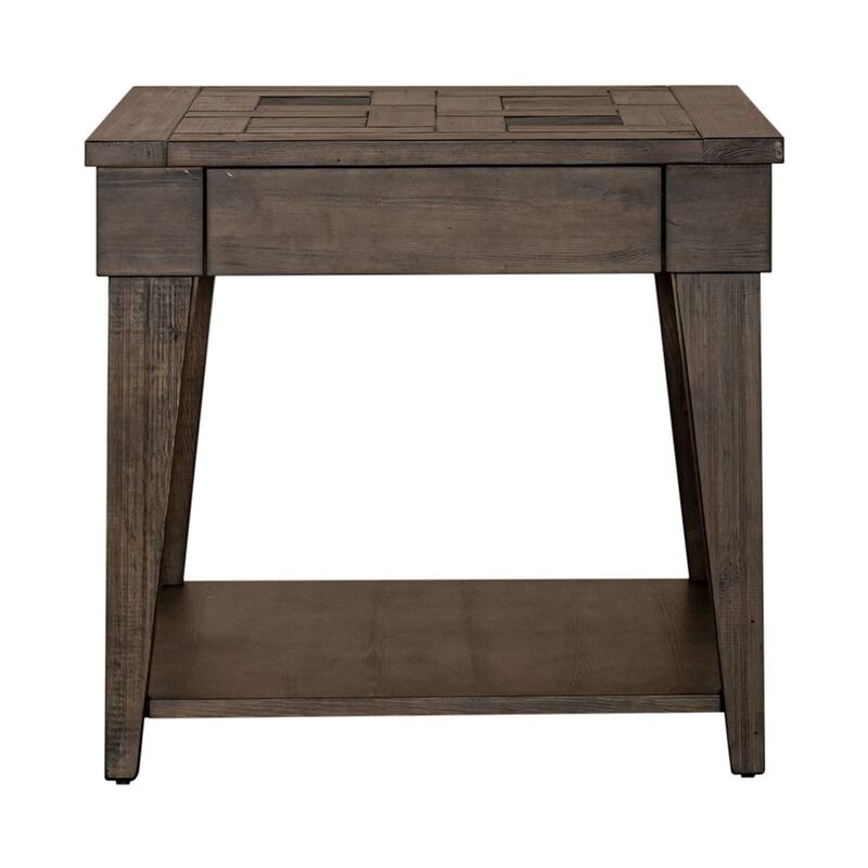 Arrowcreek Drawer End Table with Reclaimed Wood & Stone Top