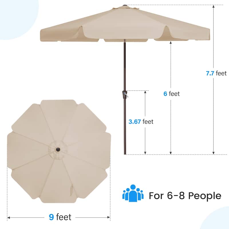 9ft Patio Market Umbrella with UV-Resistant and Sagging Edge Designed
