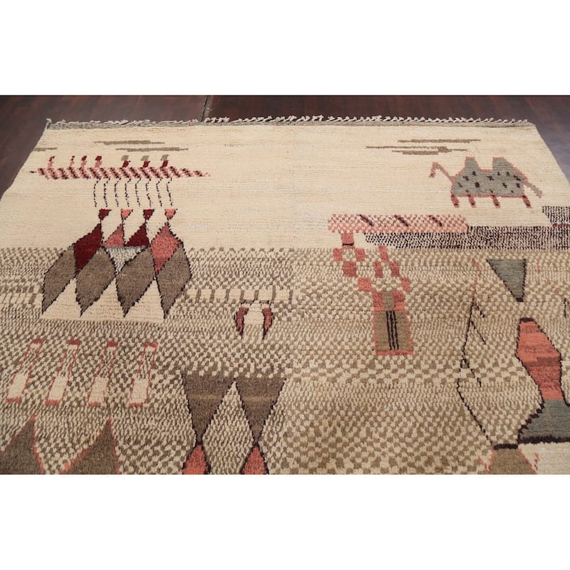 Tribal Oriental Moroccan Dining Room Area Rug Hand-knotted Wool Carpet - 9'2" x 12'6"