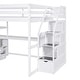 preview thumbnail 19 of 39, Loft Bed with Desk and Shelves, Wooden Bed Frame with 2 Drawers, Storage Staircase and Full-Length Guardrail for Bedroom