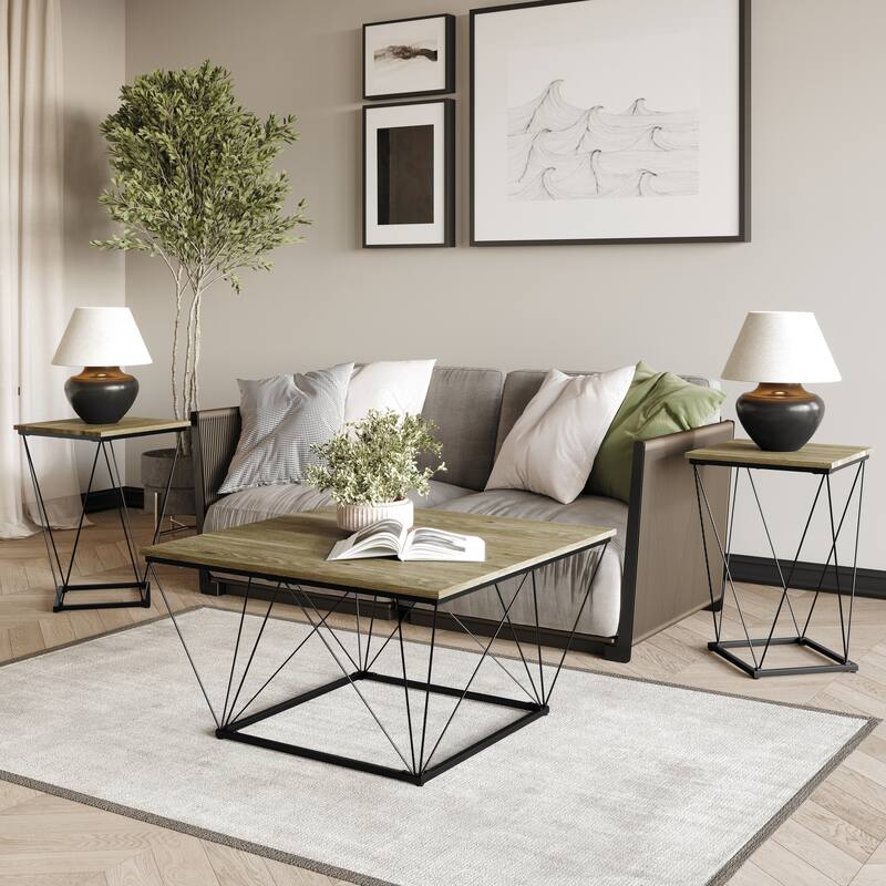 CraftPorch Minimalist 3- Pieces Coffee Table Set