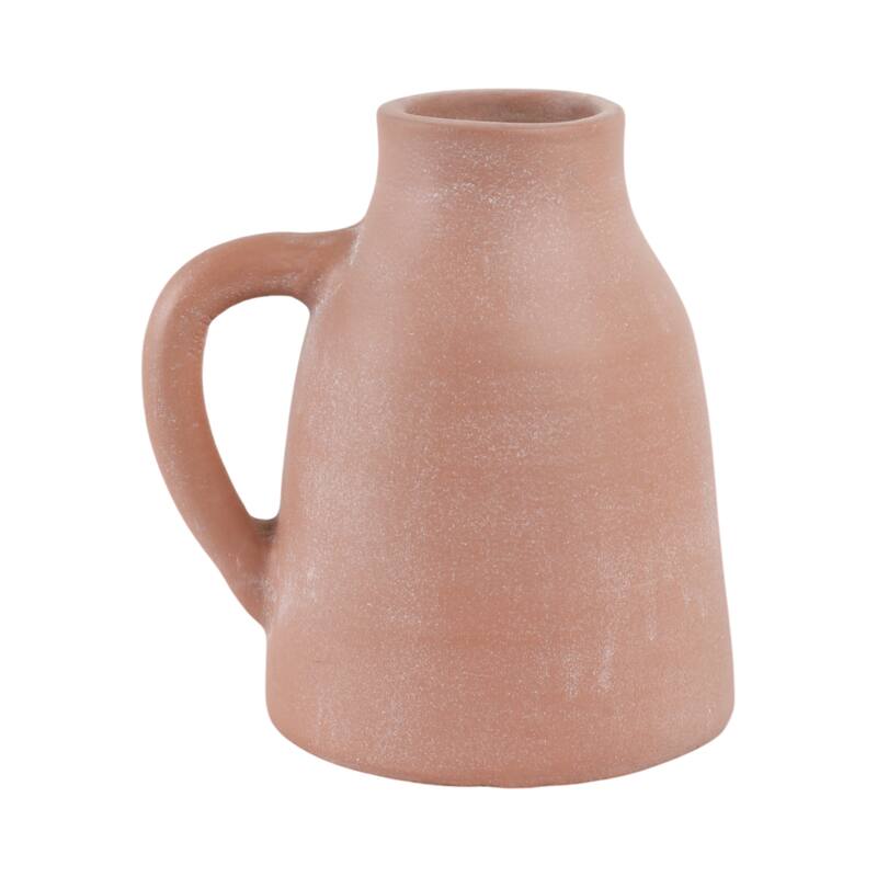 Terracotta Pottery Vase with Handles Rustic Artisan Decorative Accent