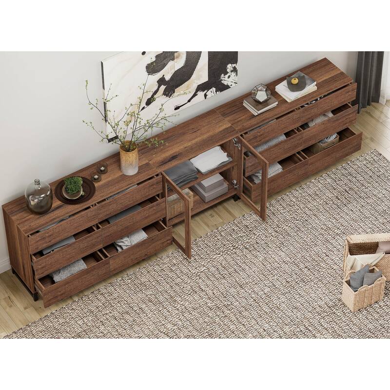 WAMPAT Modern Dresser with Adjustable Shelves and Drawer, 3 in 1 Storage Cabinet for Bedroom