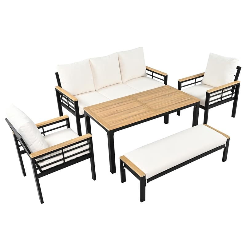 5-Piece Patio Furniture Set - Outdoor Conversation Group with 3-Seat Sofa & Cushions, Perfect for Backyard, Poolside or Garden‌