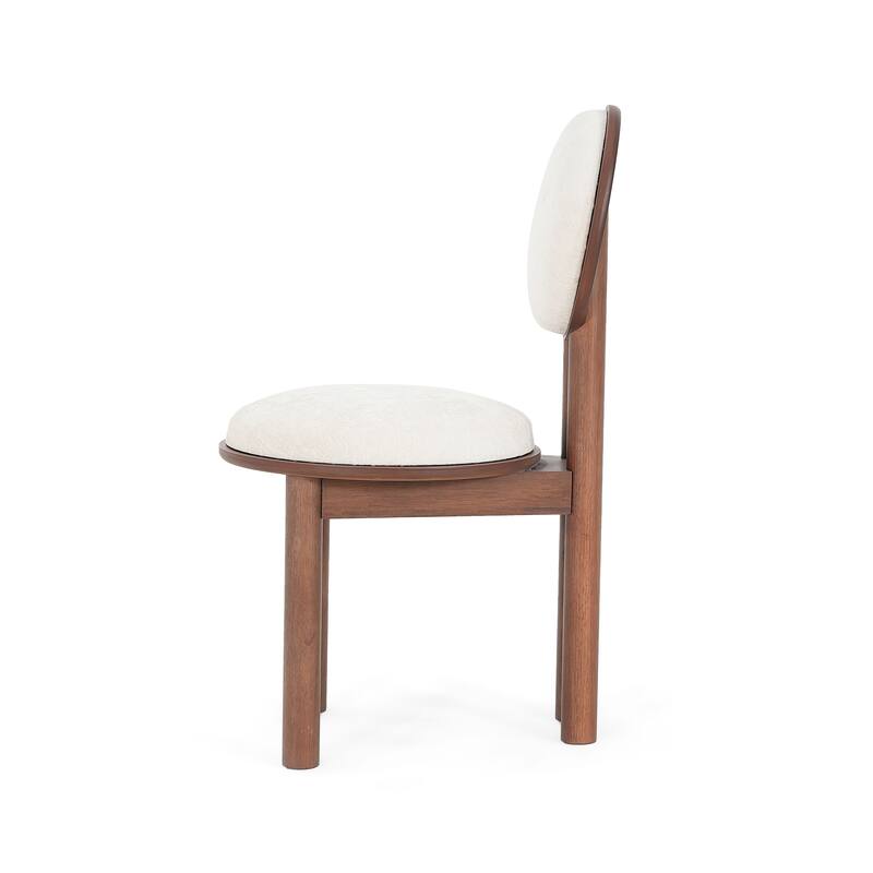 Set of 2 Fabric Dining Chairs, Wooden Frame Armless Side Chairs