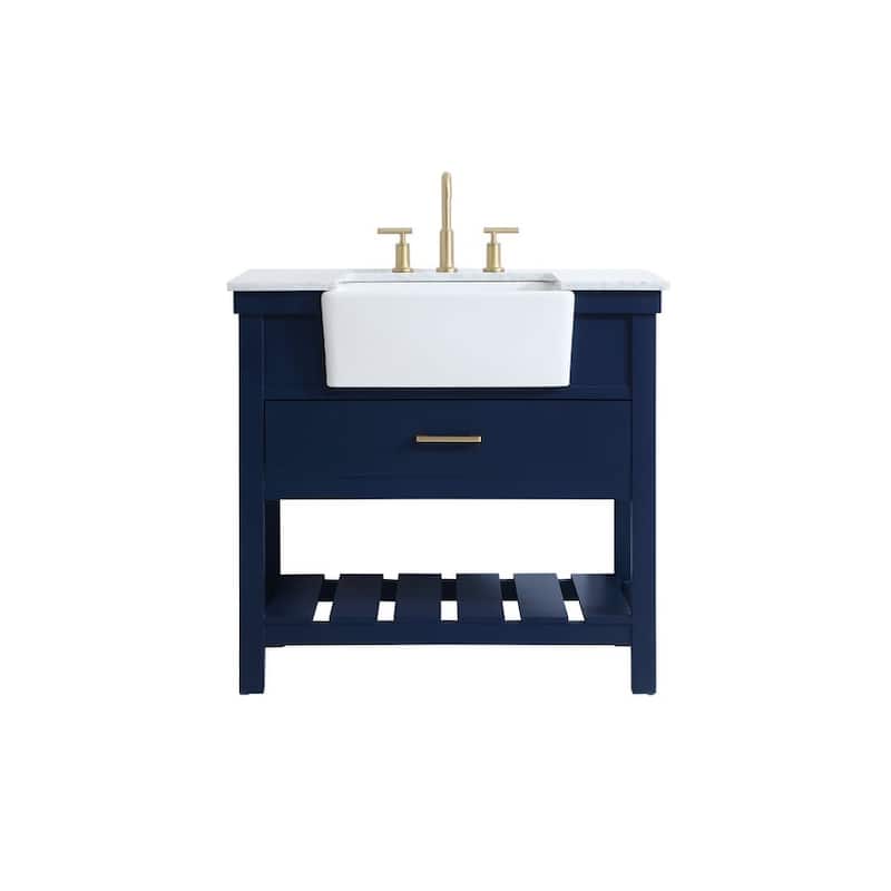 Elegant Lighting VF60136 Clement 36" Free Standing Single Basin Vanity - Blue - Painted