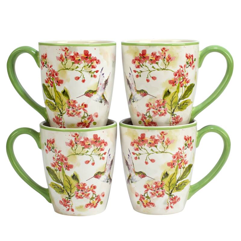 Certified International Hummingbirds 14 oz. Mugs, Set of 4 Assorted Designs
