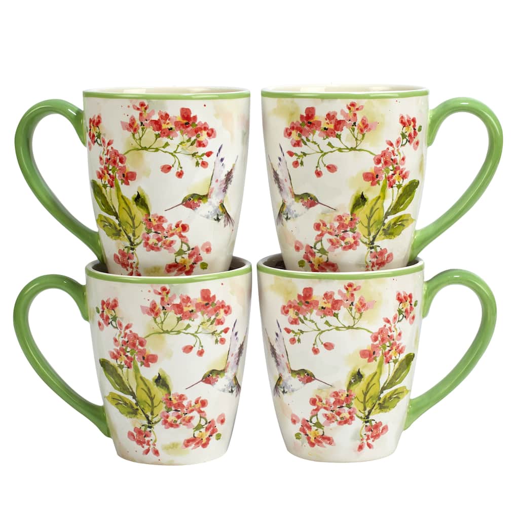 Certified International Hummingbirds 14 oz. Mugs, Set of 4 Assorted Designs