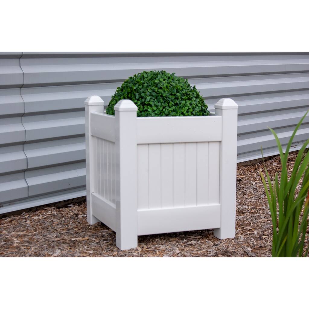 DuraTrel Providence White PVC 14.5" x14.5" x17" Planter